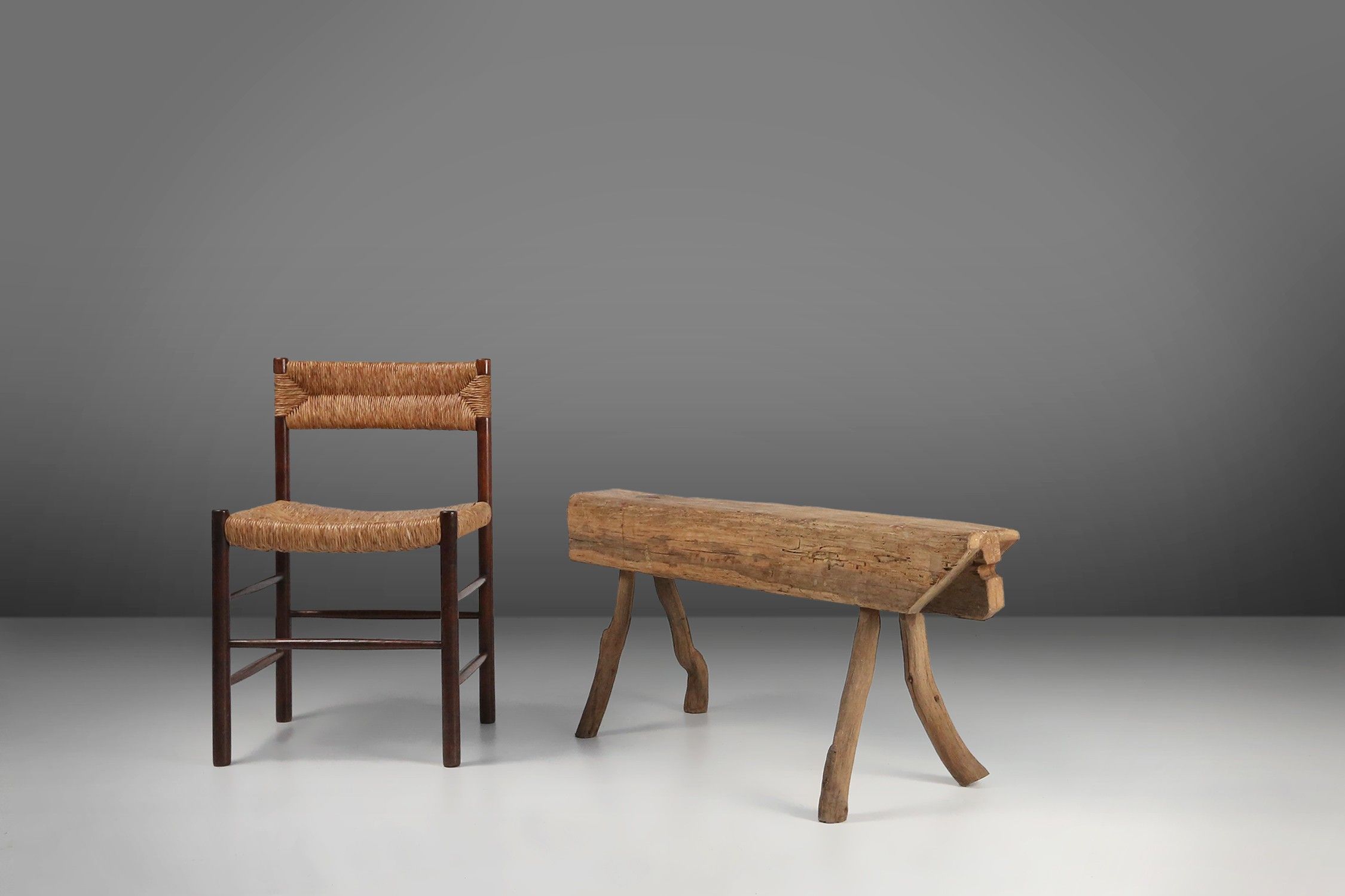 Rustic Tree Trunk Bench, France, 1850sthumbnail